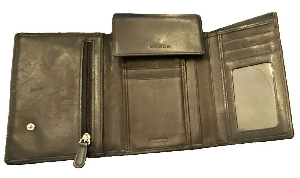 Vintage Coach Crossbody Wallet Purse- Black Soft Leather- No Strap! Great Cond